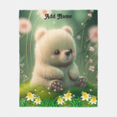 かわいいテディベアインガーデン子供部屋キッズウッドランド フリースブランケット (正面)