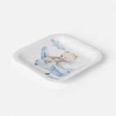 かわいいテディベアインブルー飛行機紙プレート ペーパープレート (傾斜あり)