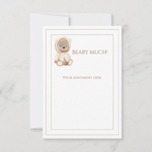 かわいいテディベアウォーターのカラーサンキューカード サンキューカード (裏面)