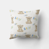 かわいいテディベアウォーター色男の赤ちゃん子供部屋 クッション (裏面)