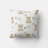 かわいいテディベアウォーター色男の赤ちゃん子供部屋 クッション (正面)