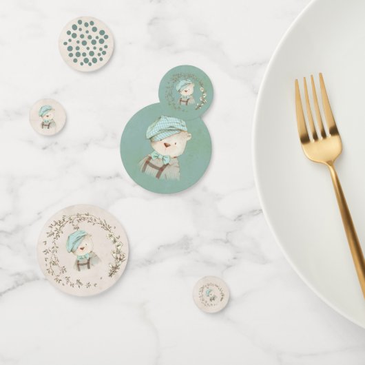 かわいいテディベアオーバーールハット水玉模様フローラ コンフェッティ (グループ)