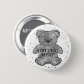 かわいいテディベアカスタム文字白黒 缶バッジ (正面&裏面)