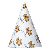 かわいいテディベアキッズネーム誕生日 パーティーハット (正面)