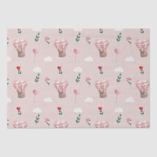 かわいいテディベアギフトバルーンバレンタインデー 薄葉紙 (正面)