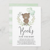 かわいいテディベアグリーンリーニュートラルなベビー エンクロージャーカード (正面/裏面)