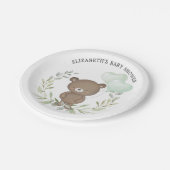 かわいいテディベアグリーンリーベビーシャワー1歳誕生日 ペーパープレート (アングル)