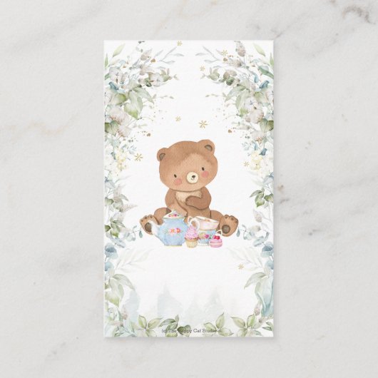 かわいいテディベアシックなハイティーベビーおむつラッフル エンクロージャーカード (裏面)