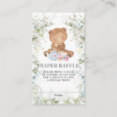 かわいいテディベアシックなハイティーベビーおむつラッフル エンクロージャーカード (正面)