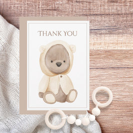 かわいいテディベアシンプルサンキューカード サンキューカード