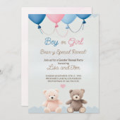 かわいいテディベアジェンダーリビールパーティの招待状 招待状 (正面/裏面)