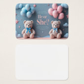 かわいいテディベアジェンダーリビール招待状 (正面&裏面)