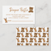 かわいいテディベアディアディアおむつラッフルベビーシャワーガム エンクロージャーカード (正面/裏面)
