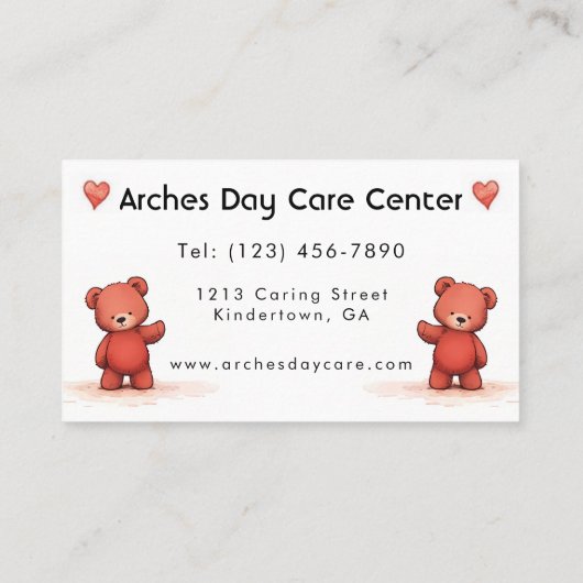 かわいいテディベアデイサービスセンターベイビーシッター 名刺 (裏面)