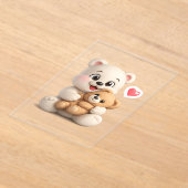 かわいいテディベアデザイン アクリル招待状 (レイダウン)