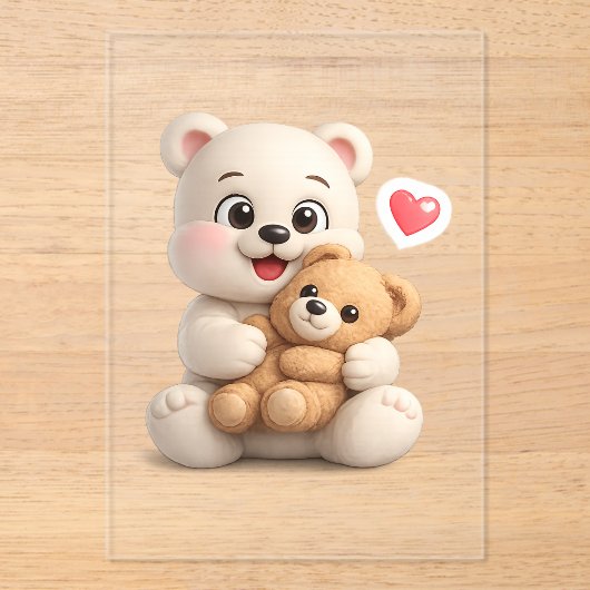 かわいいテディベアデザイン アクリル招待状 (正面)