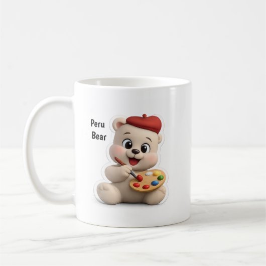 かわいいテディベアデザイン コーヒーマグカップ (左)