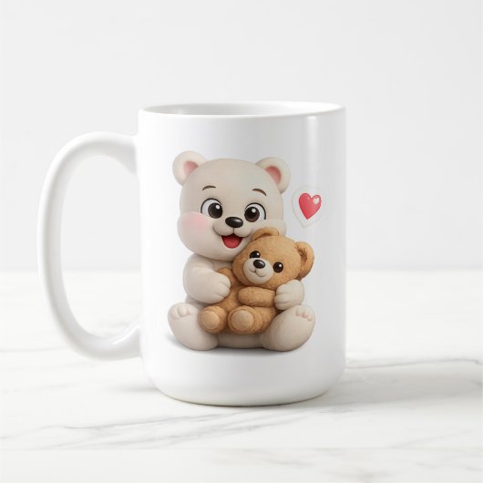 かわいいテディベアデザイン コーヒーマグカップ (左)