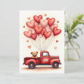 かわいいテディベアトラック バレンタインカード シーズンカード (スタンド正面)