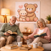 かわいいテディベアハグポスター ポスター