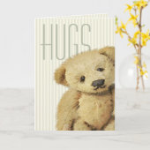 かわいいテディベアハグ カード (黄色い花)