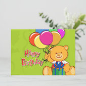 かわいいテディベアハッピーバースデーカード 招待状 (スタンド正面)