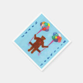 かわいいテディベアハッピーバースデーバルーンナプキン スタンダードカクテルナプキン (角)