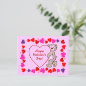 かわいいテディベアハートキッズバレンタインデー シーズンポストカード (スタンド正面)