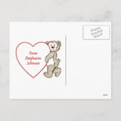 かわいいテディベアハートキッズバレンタインデー シーズンポストカード (裏面)