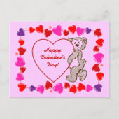 かわいいテディベアハートキッズバレンタインデー シーズンポストカード (正面)