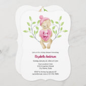 かわいいテディベアハートベビーシャワー 招待状 (正面/裏面)