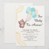 かわいいテディベアバルーンテーマ 招待状 (正面/裏面)