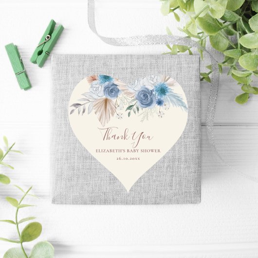 かわいいテディベアバルーンブルーバラズボホフローラ ハートシール