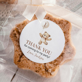 かわいいテディベアバルーンベーリーファースト誕生日 ラウンドシール