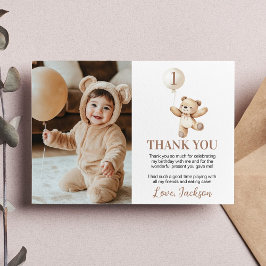 かわいいテディベアバルーンベーリー誕生日写真 サンキューカード