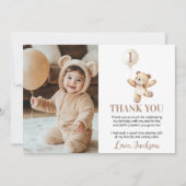 かわいいテディベアバルーンベーリー誕生日写真 サンキューカード (正面)