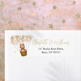 かわいいテディベアバルーン差出人住所 ラベル