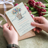 かわいいテディベアバルーン水彩赤ちゃんシャワー 招待状