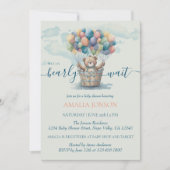 かわいいテディベアバルーン水彩赤ちゃんシャワー 招待状 (正面)