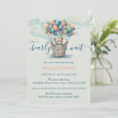 かわいいテディベアバルーン水彩赤ちゃんシャワー 招待状 (スタンド正面)