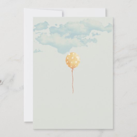 かわいいテディベアバルーン水彩赤ちゃんシャワー 招待状 (裏面)