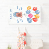 かわいいテディベアバルーン男の子の誕生日パーティー 横断幕 (インサイチュ)