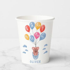 かわいいテディベアバルーン男の子の誕生日パーティー 紙コップ