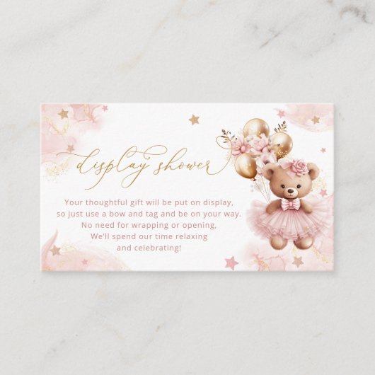 かわいいテディベアバルーン表示シャワー エンクロージャーカード (正面)