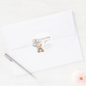 かわいいテディベアバルーン | Blue Boy Baby Shower ラウンドシール (封筒)