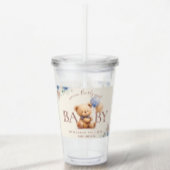 かわいいテディベアバルーンbohoブルーバラフローラ アクリルタンブラー