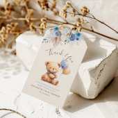 かわいいテディベアバルーンbohoブルーバラフローラ ギフトタグ