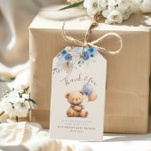 かわいいテディベアバルーンbohoブルーバラフローラ ギフトタグ