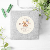 かわいいテディベアバルーンbohoブルーバラフローラ ラウンドシール