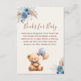 かわいいテディベアバルーンbohoブルーブックスベビー エンクロージャーカード